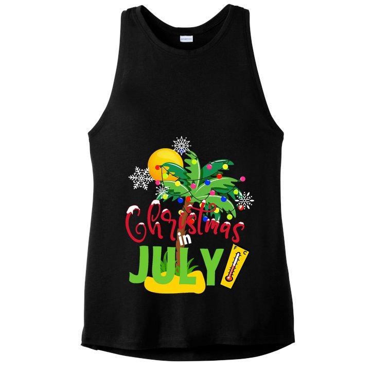 Funny Christmas In July Summer Beach Vacation Xmas Ladies PosiCharge Tri-Blend Wicking Tank