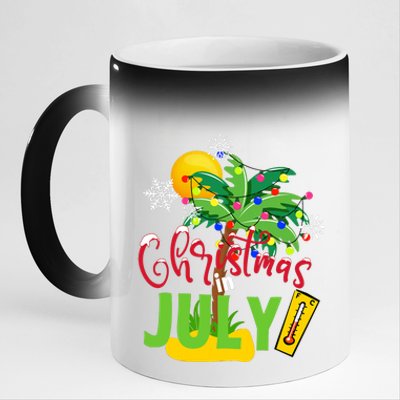 Funny Christmas In July Summer Beach Vacation Xmas 11oz Black Color Changing Mug