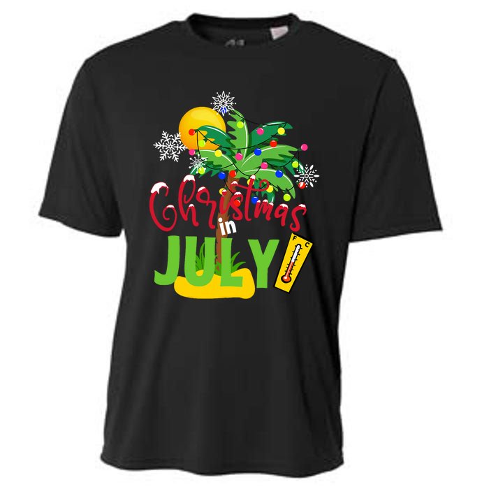 Funny Christmas In July Summer Beach Vacation Xmas Cooling Performance Crew T-Shirt