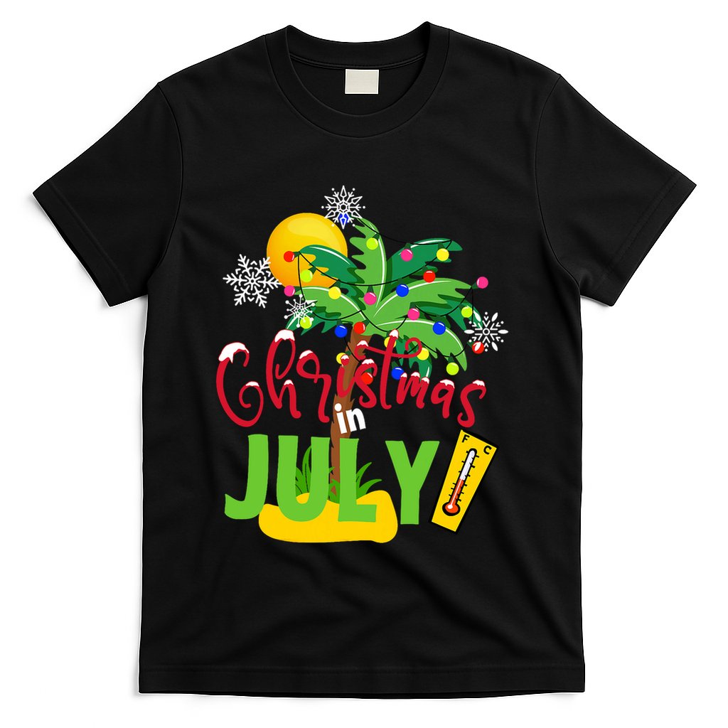 Funny Christmas In July Summer Beach Vacation Xmas T-Shirt