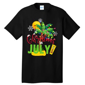 Funny Christmas In July Summer Beach Vacation Xmas Tall T-Shirt