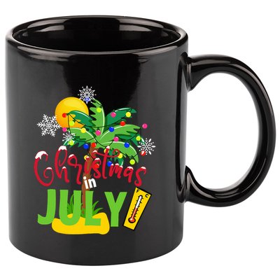 Funny Christmas In July Summer Beach Vacation Xmas 11oz C Handle Ceramic Mug
