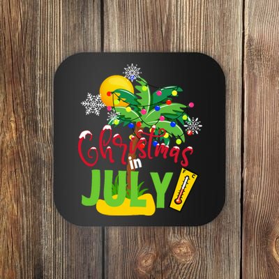 Funny Christmas In July Summer Beach Vacation Xmas Coaster