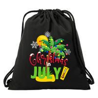 Funny Christmas In July Summer Beach Vacation Xmas Drawstring Bag