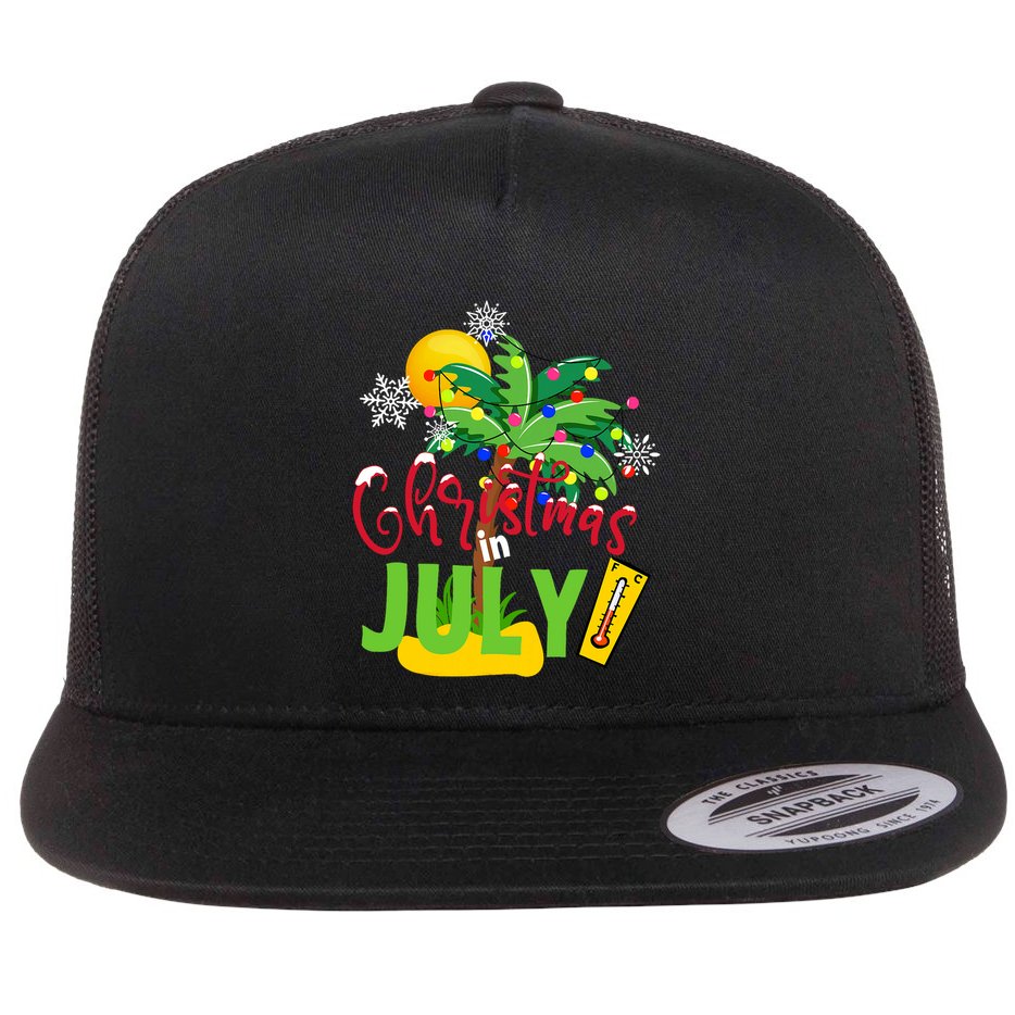 Funny Christmas In July Summer Beach Vacation Xmas Flat Bill Trucker Hat