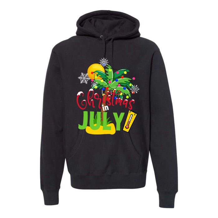 Funny Christmas In July Summer Beach Vacation Xmas Premium Hoodie