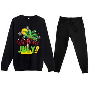 Funny Christmas In July Summer Beach Vacation Xmas Premium Crewneck Sweatsuit Set