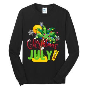 Funny Christmas In July Summer Beach Vacation Xmas Tall Long Sleeve T-Shirt