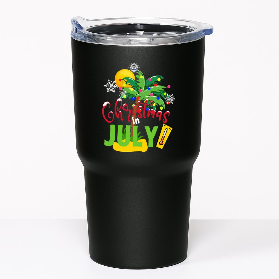 Funny Christmas In July Summer Beach Vacation Xmas Tumbler