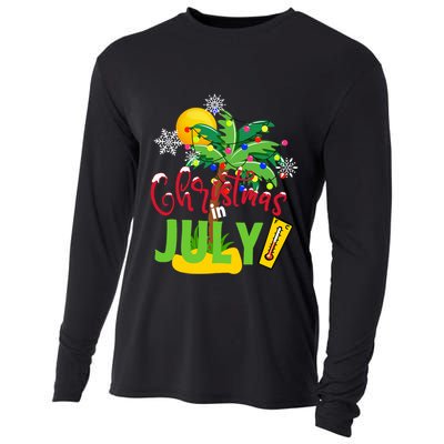 Funny Christmas In July Summer Beach Vacation Xmas Cooling Performance Long Sleeve Crew