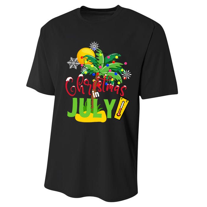 Funny Christmas In July Summer Beach Vacation Xmas Performance Sprint T-Shirt