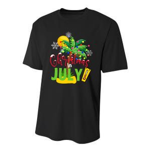 Funny Christmas In July Summer Beach Vacation Xmas Youth Performance Sprint T-Shirt