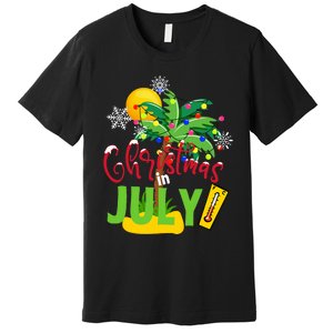 Funny Christmas In July Summer Beach Vacation Xmas Premium T-Shirt