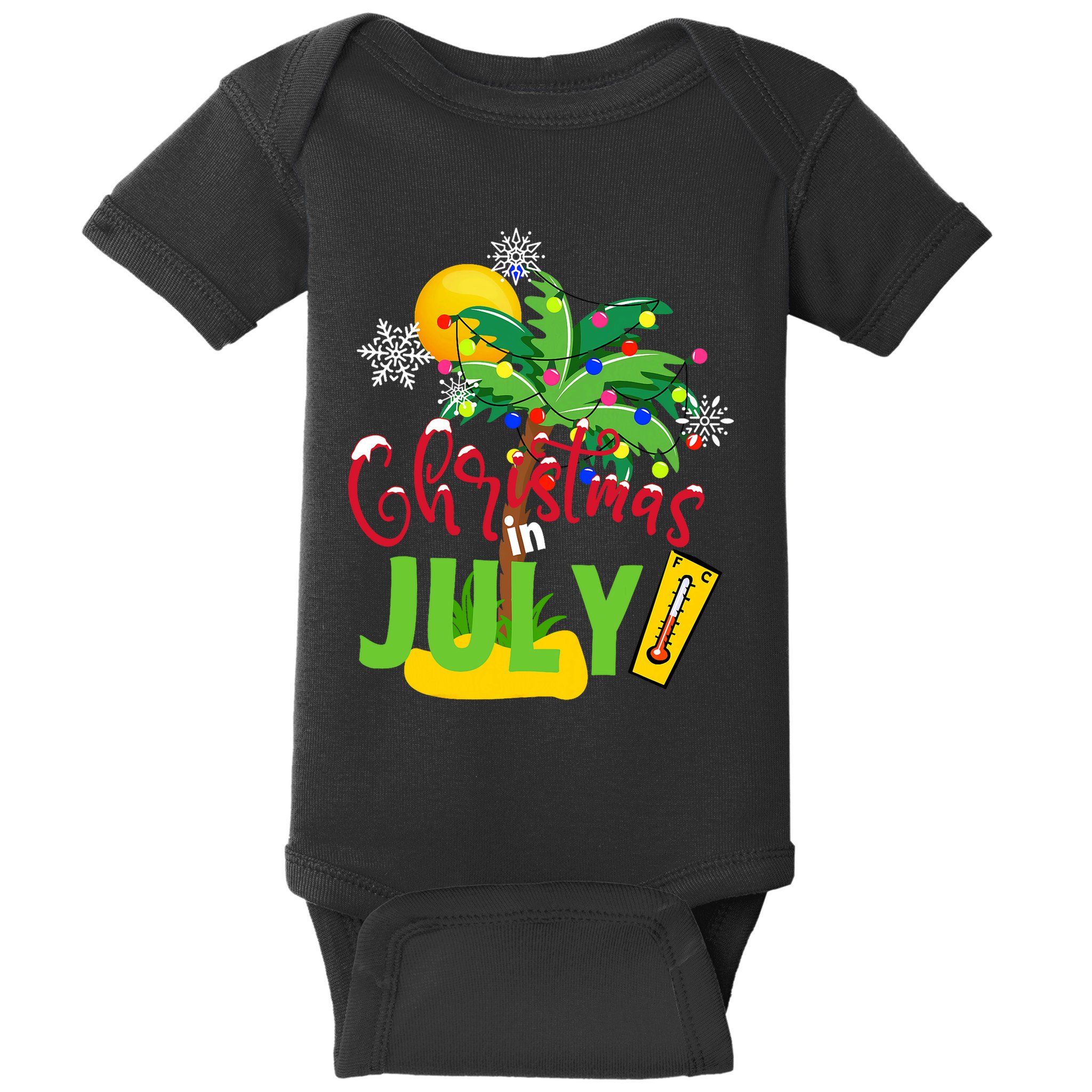 Funny Christmas In July Summer Beach Vacation Xmas Baby Bodysuit