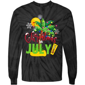 Funny Christmas In July Summer Beach Vacation Xmas Tie-Dye Long Sleeve Shirt