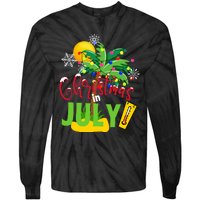 Funny Christmas In July Summer Beach Vacation Xmas Tie-Dye Long Sleeve Shirt