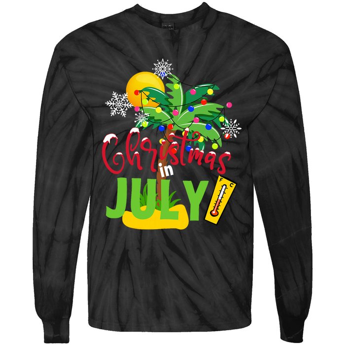 Funny Christmas In July Summer Beach Vacation Xmas Tie-Dye Long Sleeve Shirt