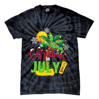 Funny Christmas In July Summer Beach Vacation Xmas Tie-Dye T-Shirt