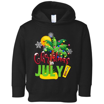 Funny Christmas In July Summer Beach Vacation Xmas Toddler Hoodie