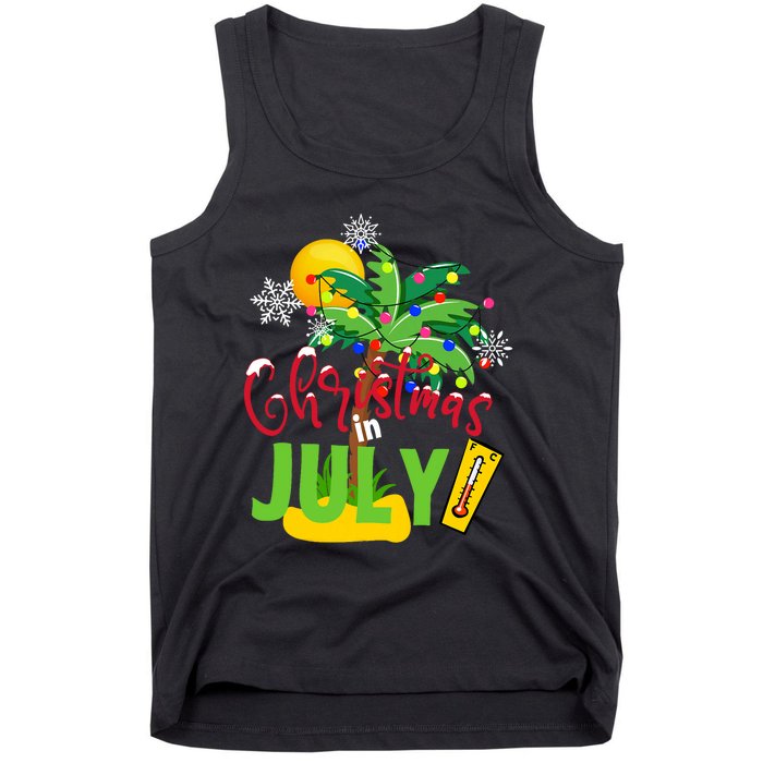 Funny Christmas In July Summer Beach Vacation Xmas Tank Top