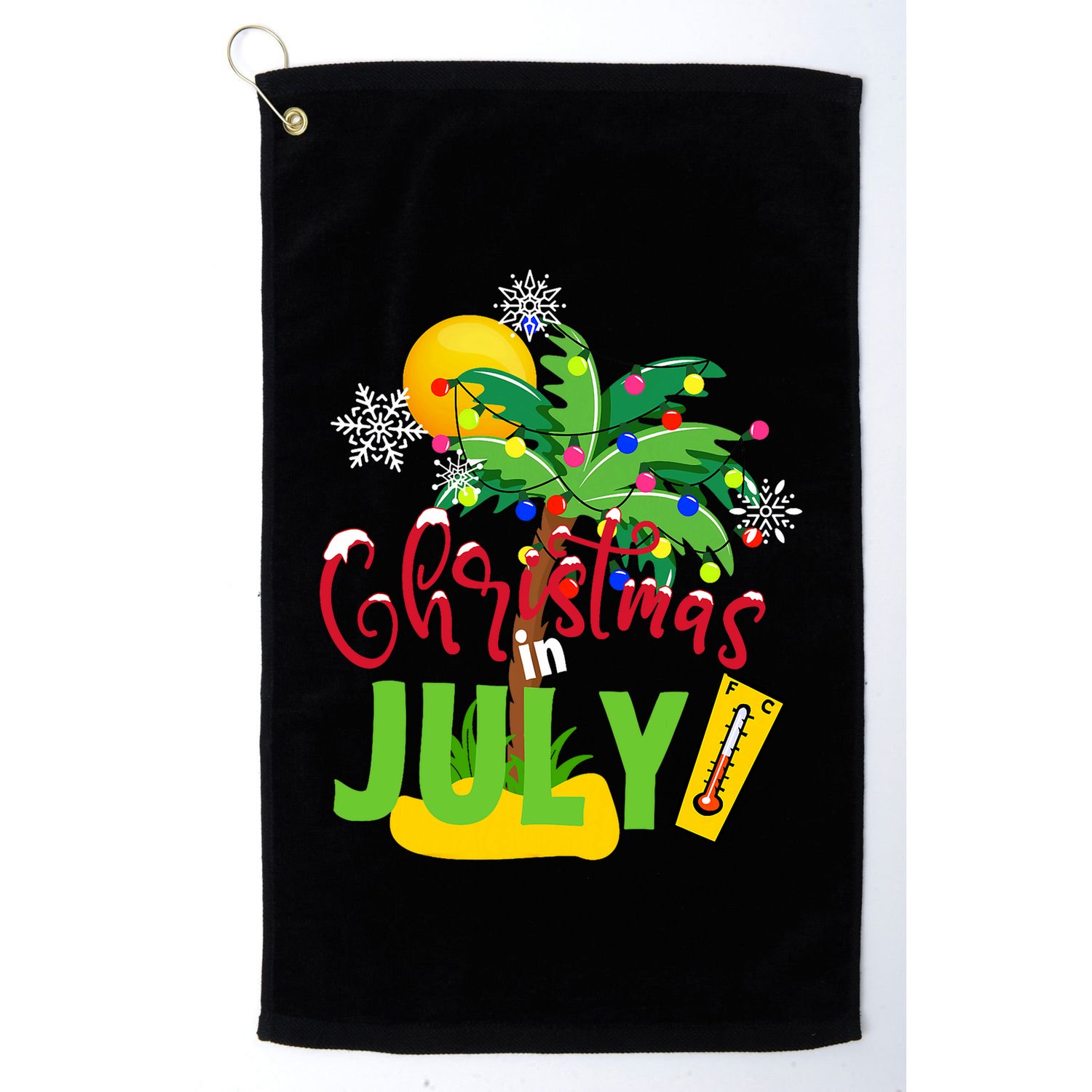 Funny Christmas In July Summer Beach Vacation Xmas Golf Towel