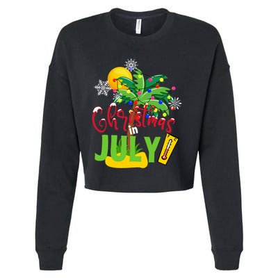 Funny Christmas In July Summer Beach Vacation Xmas Cropped Pullover Crew