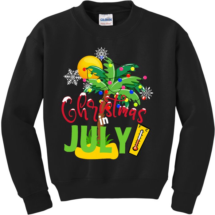 Funny Christmas In July Summer Beach Vacation Xmas Kids Sweatshirt