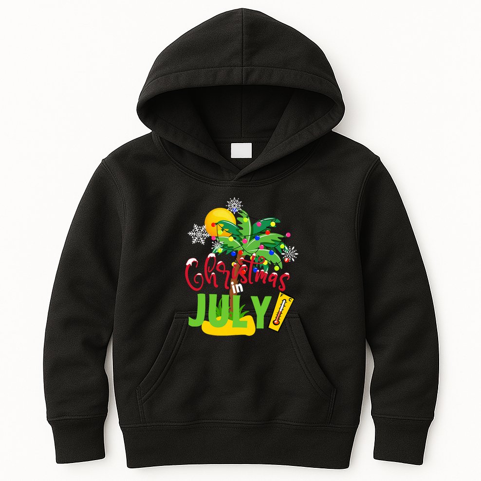 Funny Christmas In July Summer Beach Vacation Xmas Kids Hoodie