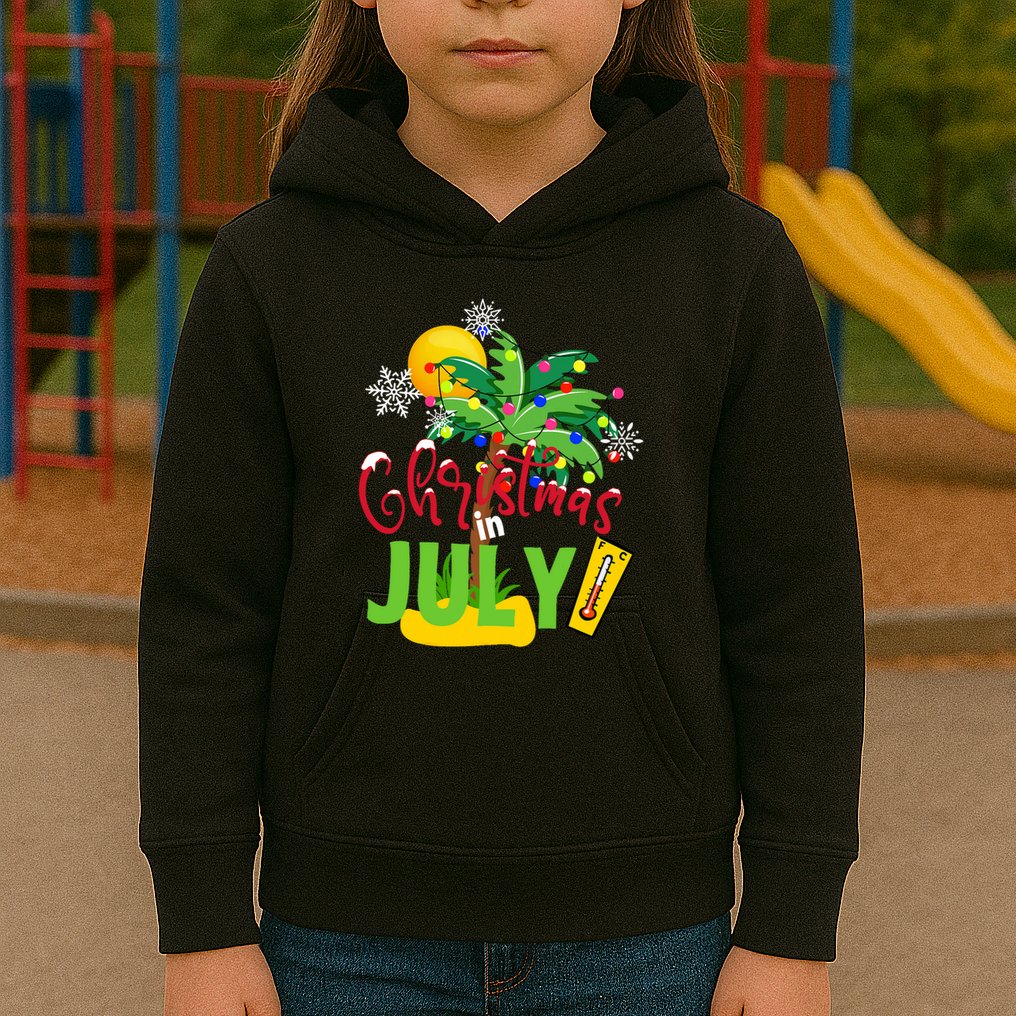 Funny Christmas In July Summer Beach Vacation Xmas Kids Hoodie
