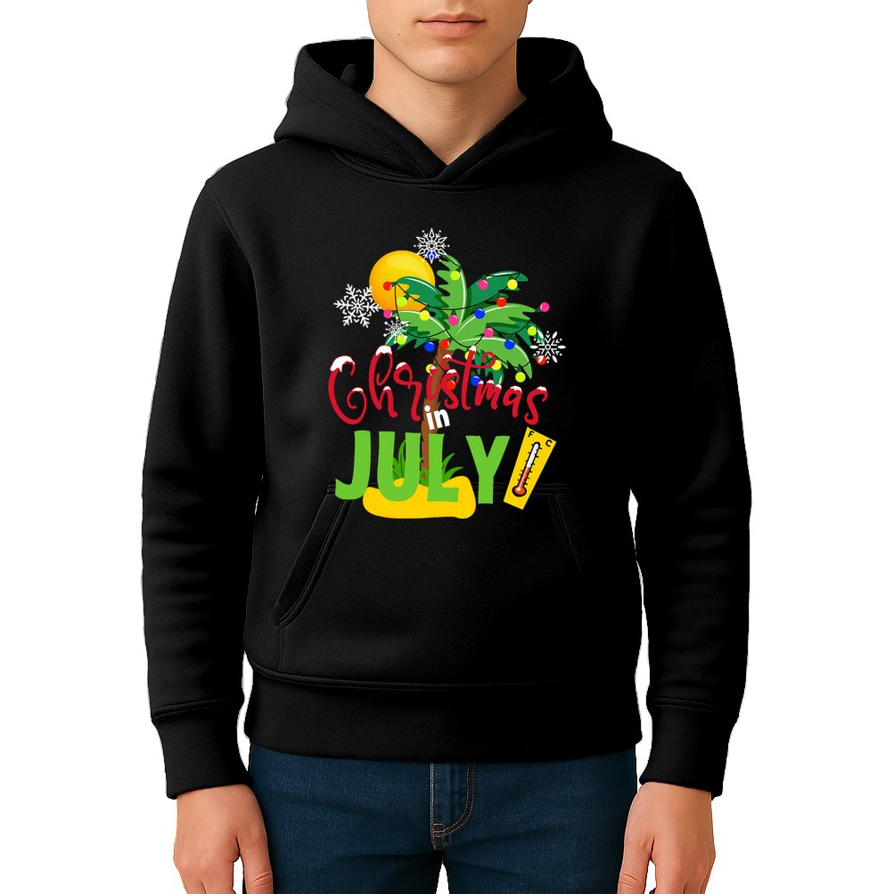 Funny Christmas In July Summer Beach Vacation Xmas Kids Hoodie