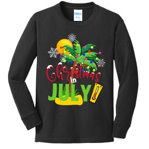 Funny Christmas In July Summer Beach Vacation Xmas Kids Long Sleeve Shirt