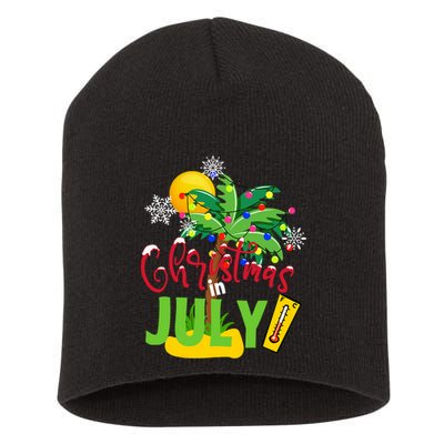 Funny Christmas In July Summer Beach Vacation Xmas Short Acrylic Beanie