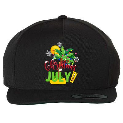 Funny Christmas In July Summer Beach Vacation Xmas Wool Snapback Cap