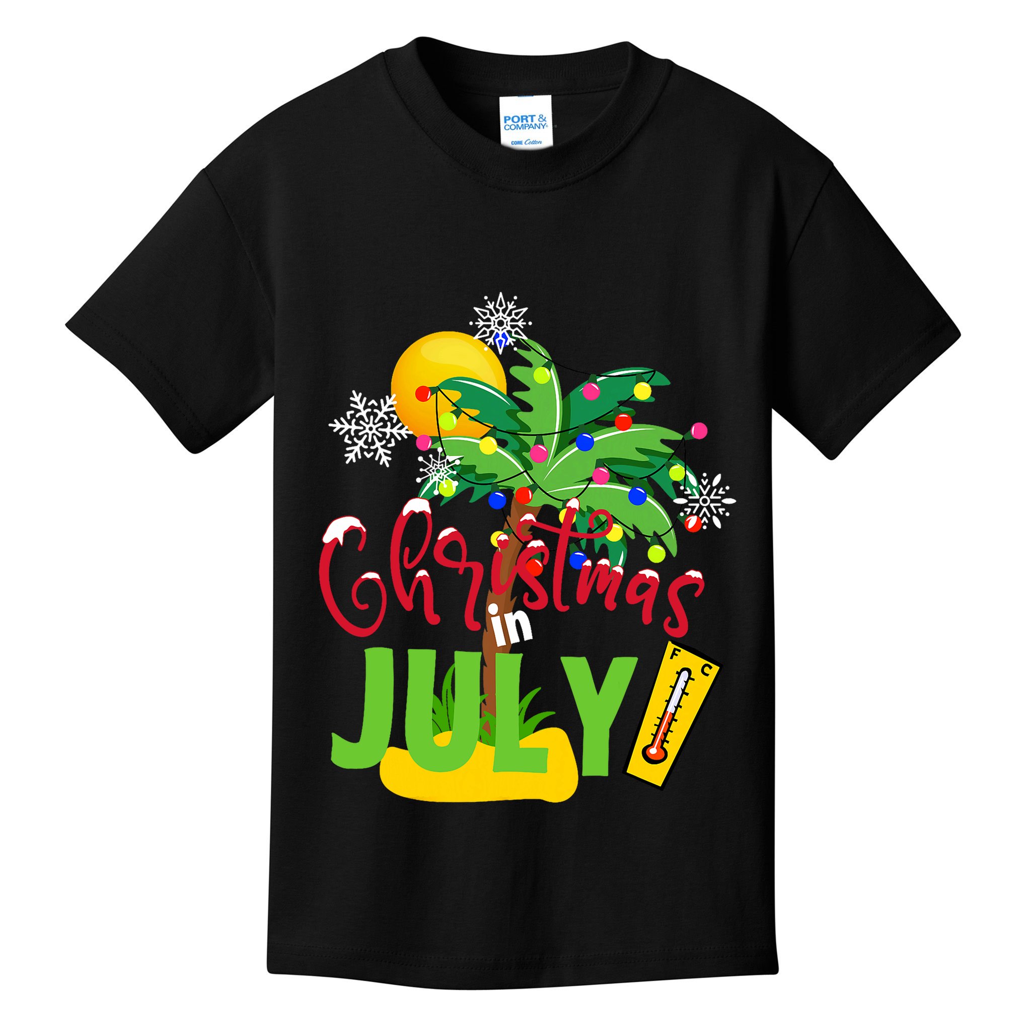 Funny Christmas In July Summer Beach Vacation Xmas Kids T-Shirt