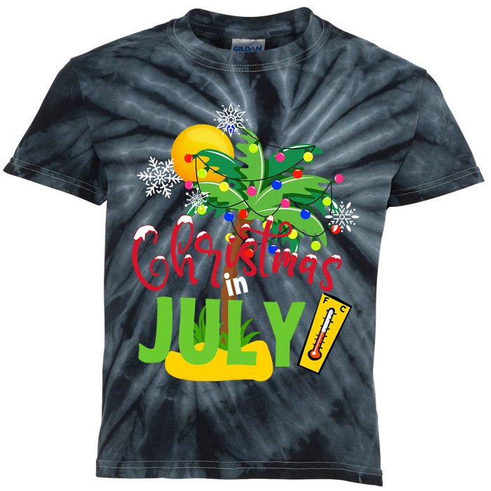 Funny Christmas In July Summer Beach Vacation Xmas Kids Tie-Dye T-Shirt