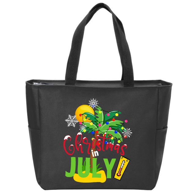 Funny Christmas In July Summer Beach Vacation Xmas Zip Tote Bag