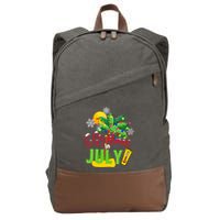 Funny Christmas In July Summer Beach Vacation Xmas Cotton Canvas Backpack