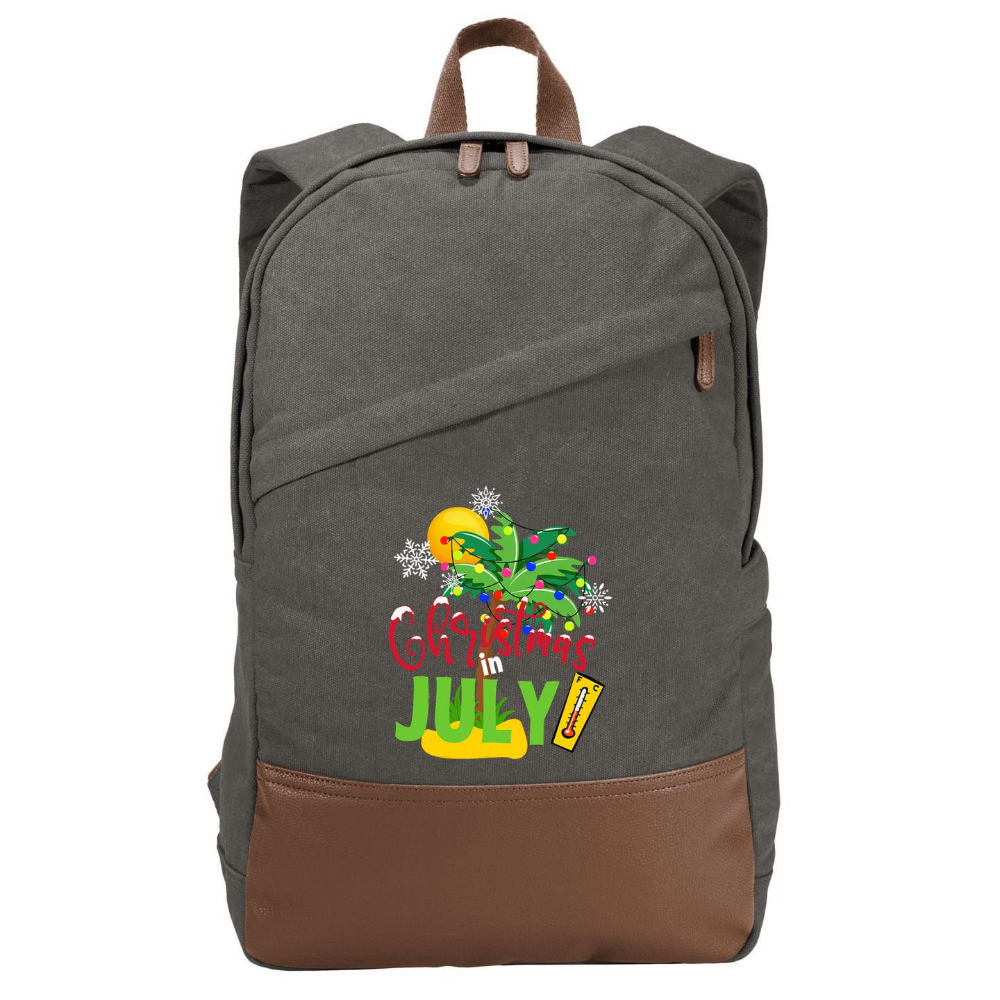 Funny Christmas In July Summer Beach Vacation Xmas Cotton Canvas Backpack