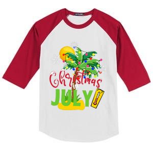 Funny Christmas In July Summer Beach Vacation Xmas Kids Colorblock Raglan Jersey