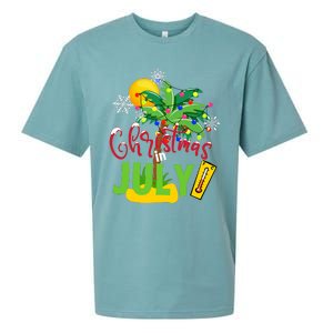 Funny Christmas In July Summer Beach Vacation Xmas Sueded Cloud Jersey T-Shirt