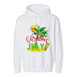 Funny Christmas In July Summer Beach Vacation Xmas Garment-Dyed Fleece Hoodie