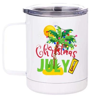 Funny Christmas In July Summer Beach Vacation Xmas 12 oz Stainless Steel Tumbler Cup