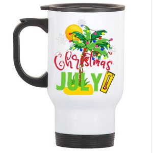 Funny Christmas In July Summer Beach Vacation Xmas Stainless Steel Travel Mug