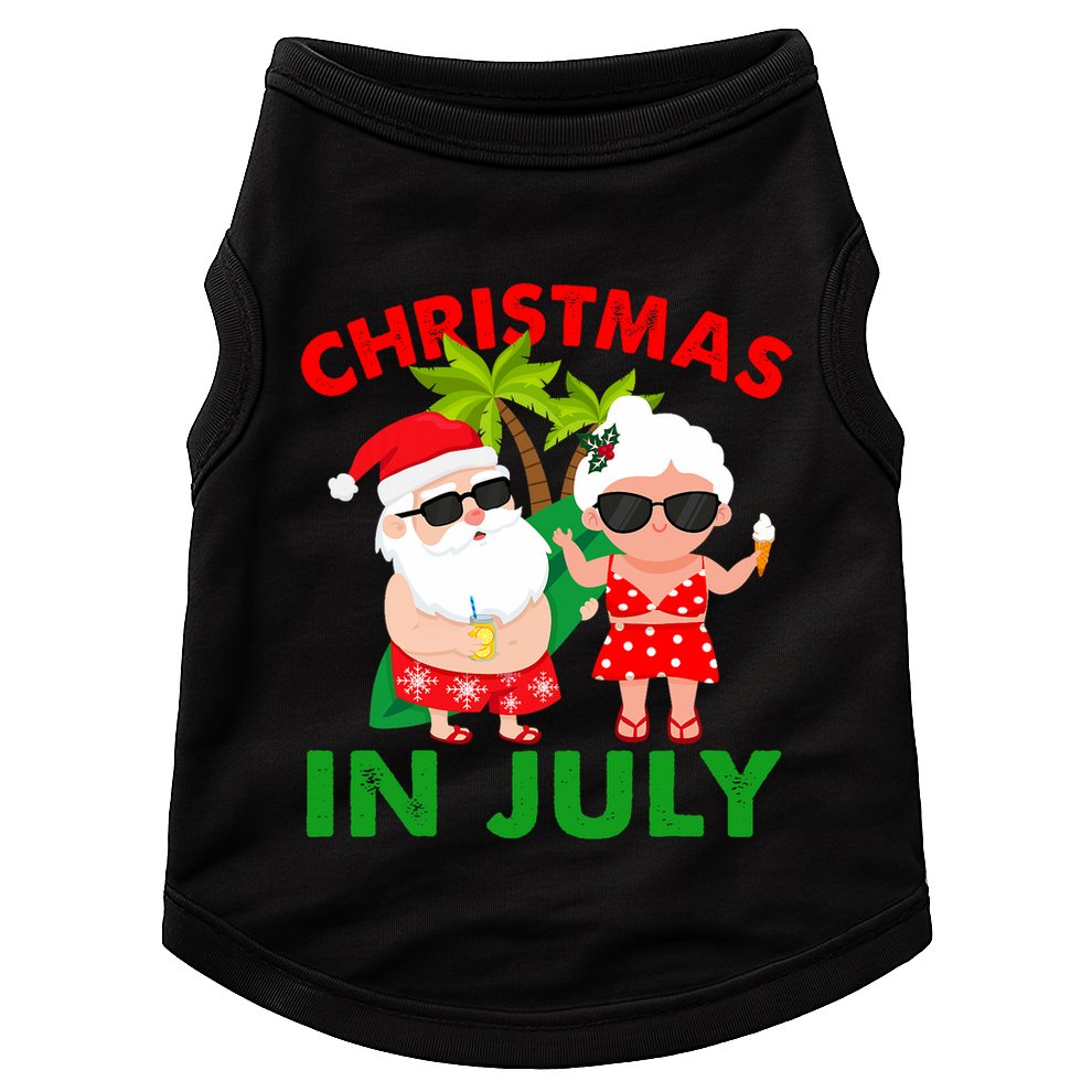 Funny Christmas In July Mr And Mrs Santa Claus Summer Doggie Tank