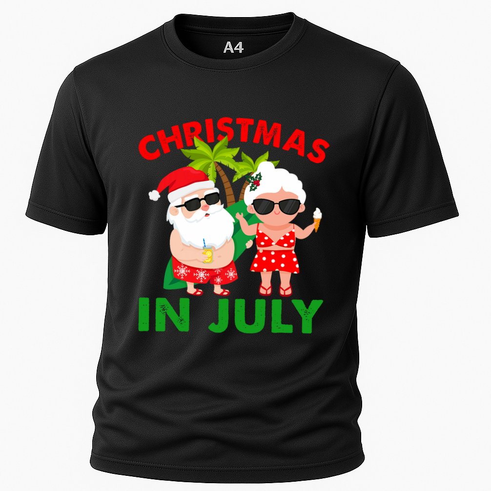 Funny Christmas In July Mr And Mrs Santa Claus Summer Performance Shirt