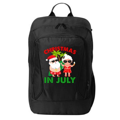 Funny Christmas In July Mr And Mrs Santa Claus Summer City Backpack