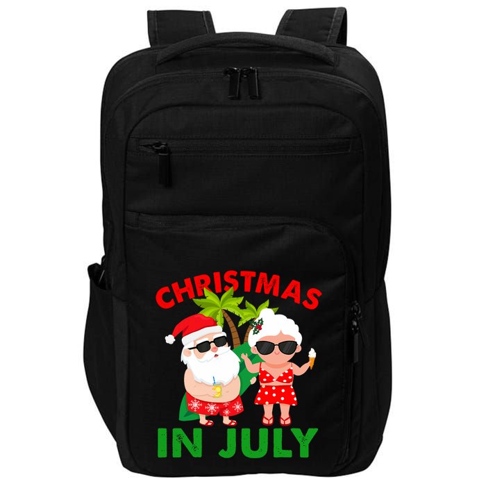 Funny Christmas In July Mr And Mrs Santa Claus Summer Impact Tech Backpack