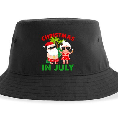 Funny Christmas In July Mr And Mrs Santa Claus Summer Sustainable Bucket Hat