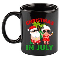 Funny Christmas In July Mr And Mrs Santa Claus Summer 11oz C Handle Ceramic Mug
