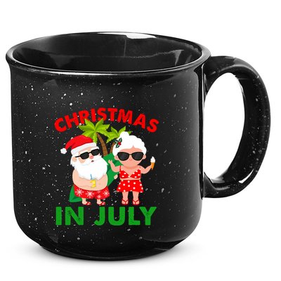 Funny Christmas In July Mr And Mrs Santa Claus Summer 15oz Campfire Ceramic Mug